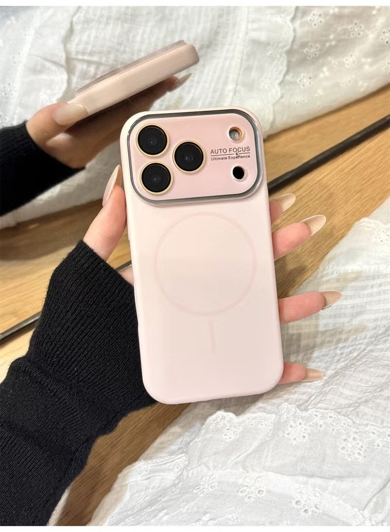 Magnetic Liquid Silicone Case for iPhone 17 ProMax with Camera Lens Protector, Shockproof Protective Cover with MagSafe Compatible Built-in Screen Protector pink - Image 3